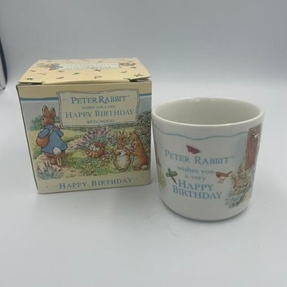 Vintage 1996 Wedgwood Peter Rabbit Happy Birthday Mini Coffee Mug New In Box - Picture 1 of 7